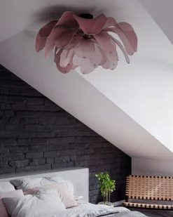 Deckenlampe Stoff Metall 80 cm breit biegsam Rosa E27