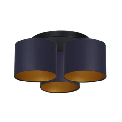 Deckenlampe Stoff Metall Blau Gold Ø45 cm blendarm