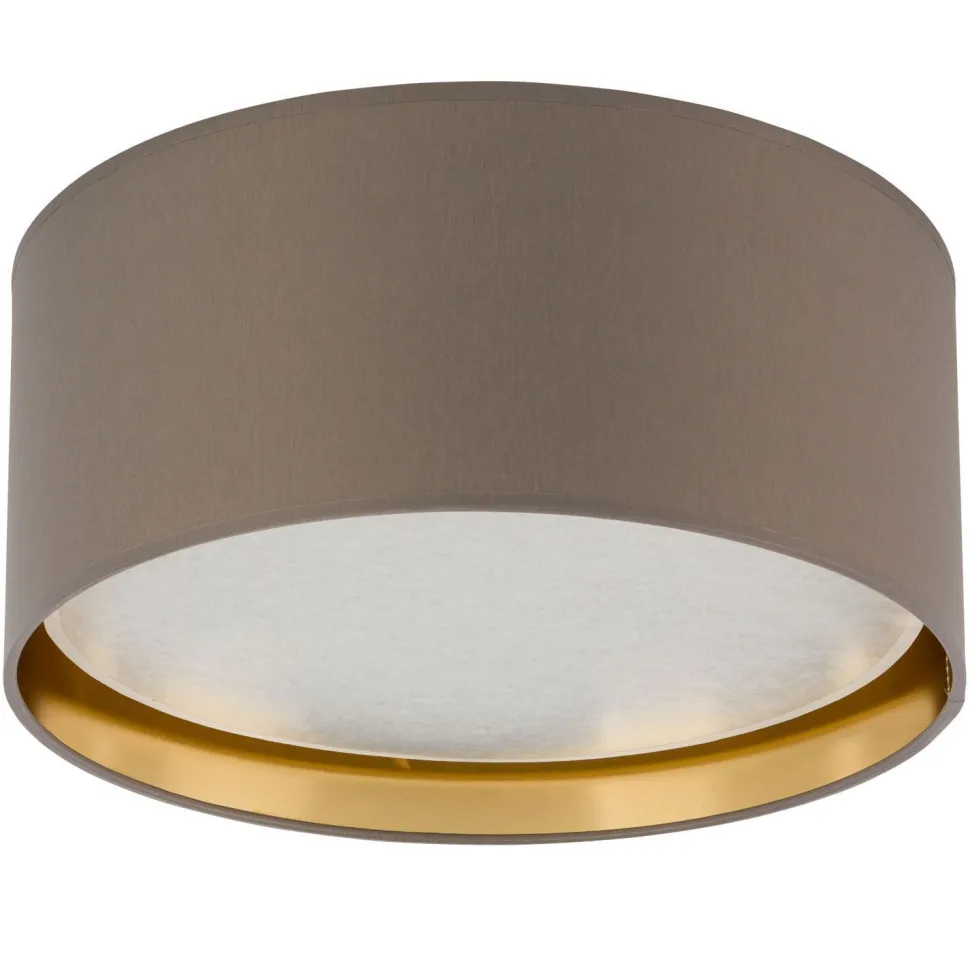 Deckenlampe Stoff rund Ø 45 cm Beige Gold blendarm