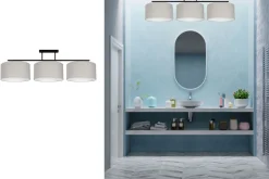 Deckenlampe Stoff Schwarz Grau Weiß E27 100 cm