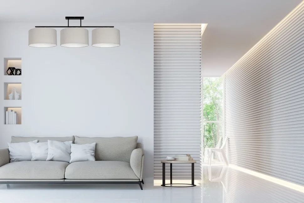 Deckenlampe Stoff Schwarz Grau Weiß E27 100 cm