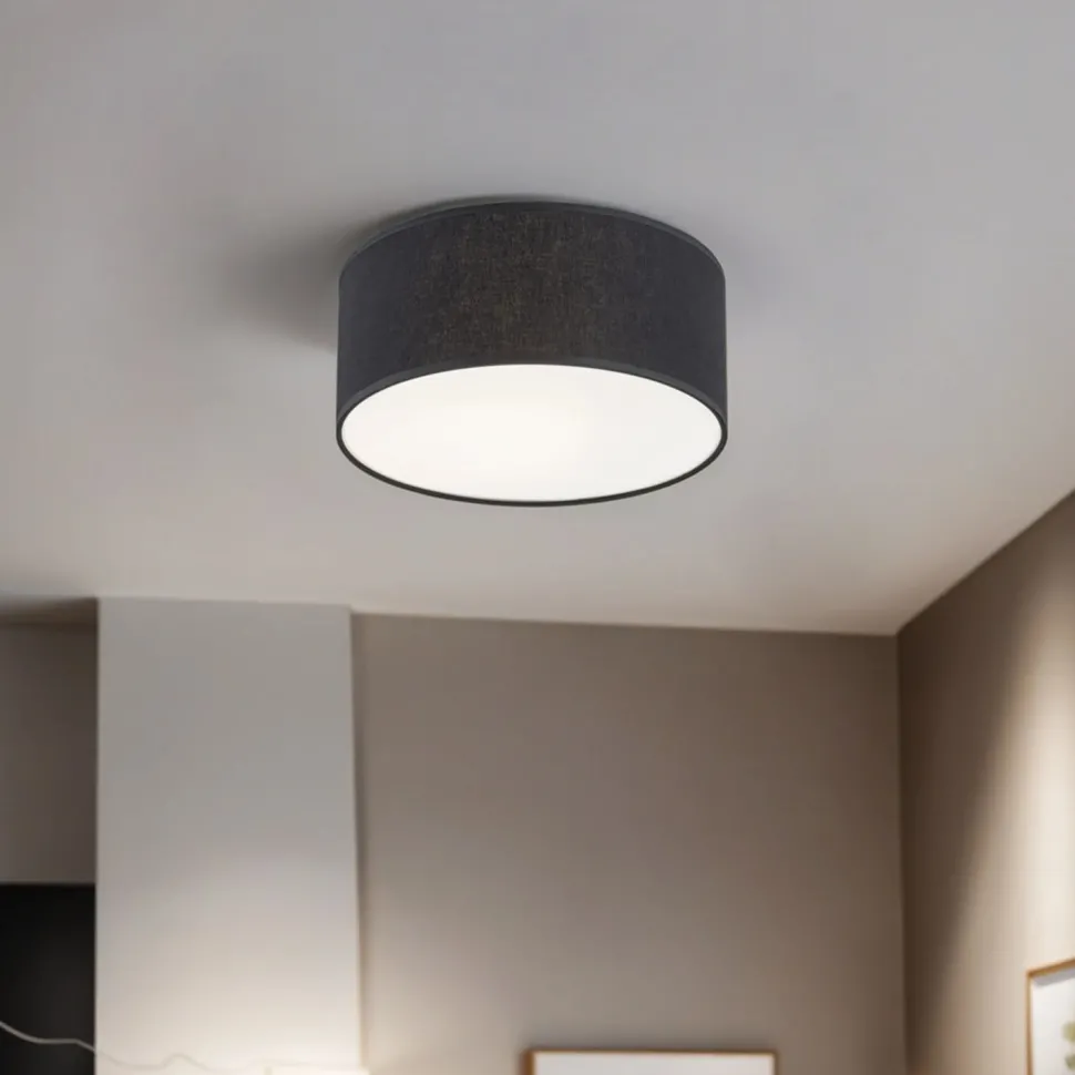 Deckenlampe Stoffschirm Ø31 cm rund E27 in Schwarz