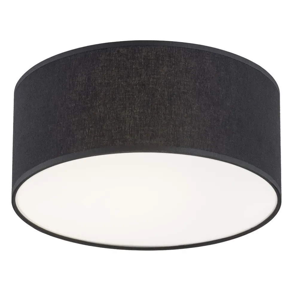 Deckenlampe Stoffschirm Ø31 cm rund E27 in Schwarz