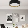 Deckenlampe Stoffschirm Schwarz Gold rund Ø 60 cm groß