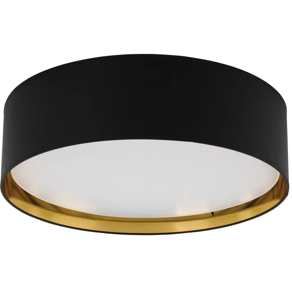 Deckenlampe Stoffschirm Schwarz Gold rund Ø 60 cm groß