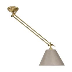 Deckenlampe verstellbar Messing Stoff in Bronze Beige E27