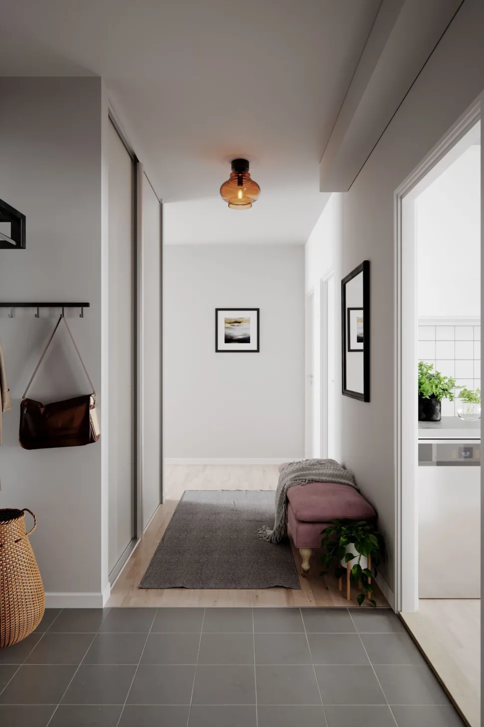 Deckenlampe Vintage Metall Rauchglas B: 30 cm in Silber Cognac