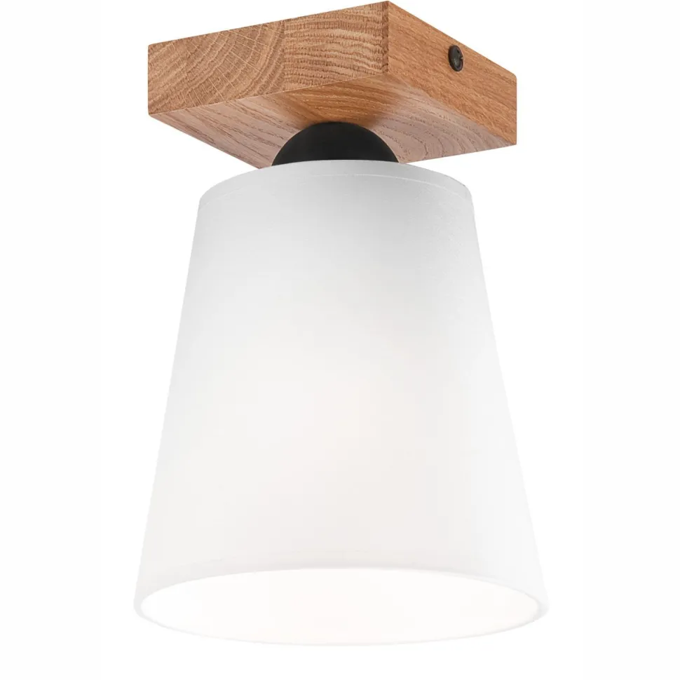 Deckenlampe Weiß Ø 15 cm H: 21 cm klein Stoff Holz Modern