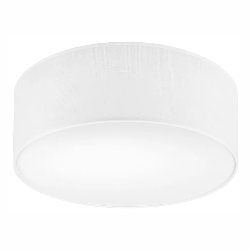 Deckenlampe Weiß Ø 35 cm rund flach Stoff blendarm E27