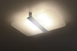 Deckenlampe Weiß Chrom Glas Metall blendarm flach