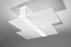 Deckenlampe Weiß Glas Metall flach blendarm 2x E27