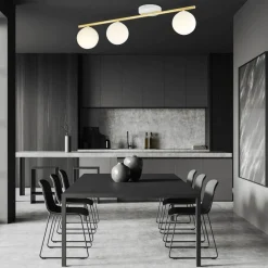 Deckenlampe Weiß Gold 80 cm Glas Metall dekorativ