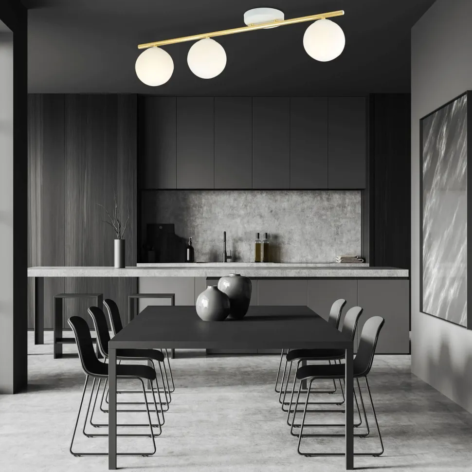 Deckenlampe Weiß Gold 80 cm Glas Metall dekorativ