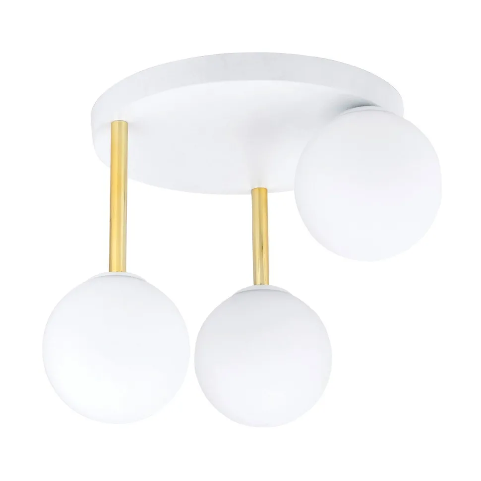 Deckenlampe Weiß Gold 3x E14 Glas Metall blendarm