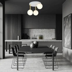 Deckenlampe Weiß Gold 3x E14 Glas Metall blendarm