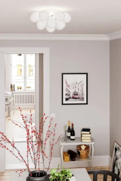 Deckenlampe Weiß matt B: 30 cm 3-flammig G9 Metall Glas