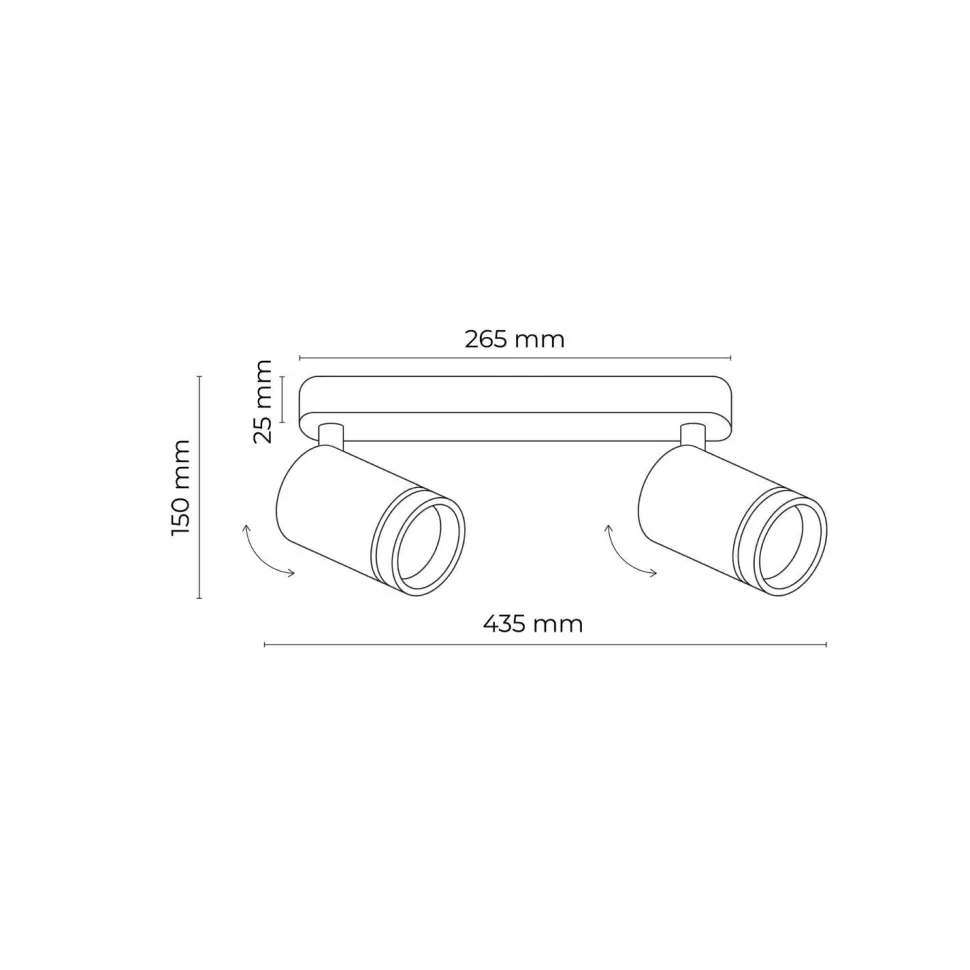 Deckenlampe Weiß Metall 43,5cm verstellbar 2-flammig GU10