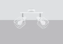 Deckenlampe Weiß Metall 2-flammig B: 27 cm Retro