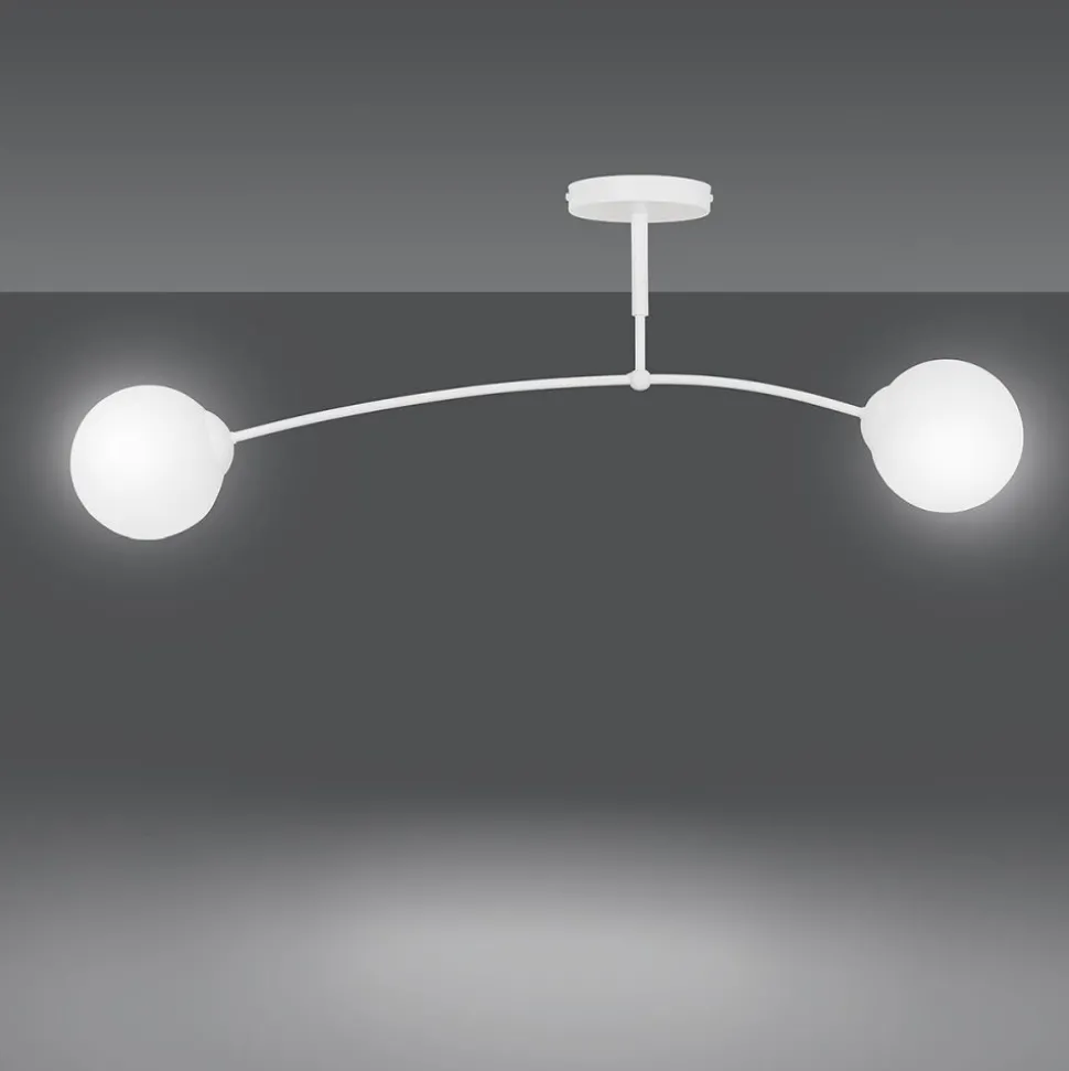 Deckenlampe Weiß Modern Metall Glas Deckenleuchte