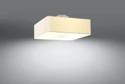 Deckenlampe Weiß quadratisch B: 45 cm Stoff Glas 5x E27