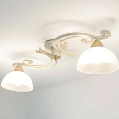 Deckenlampe Weiß Shabby Landhaus Glas Metall E27