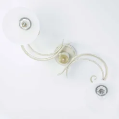 Deckenlampe Weiß Shabby Landhaus Glas Metall E27