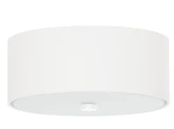 Deckenlampe Weiß Stoff Glas Ø 30 cm rund blendarm 3x E27