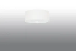 Deckenlampe Weiß Stoff Glas Ø 30 cm rund blendarm 3x E27