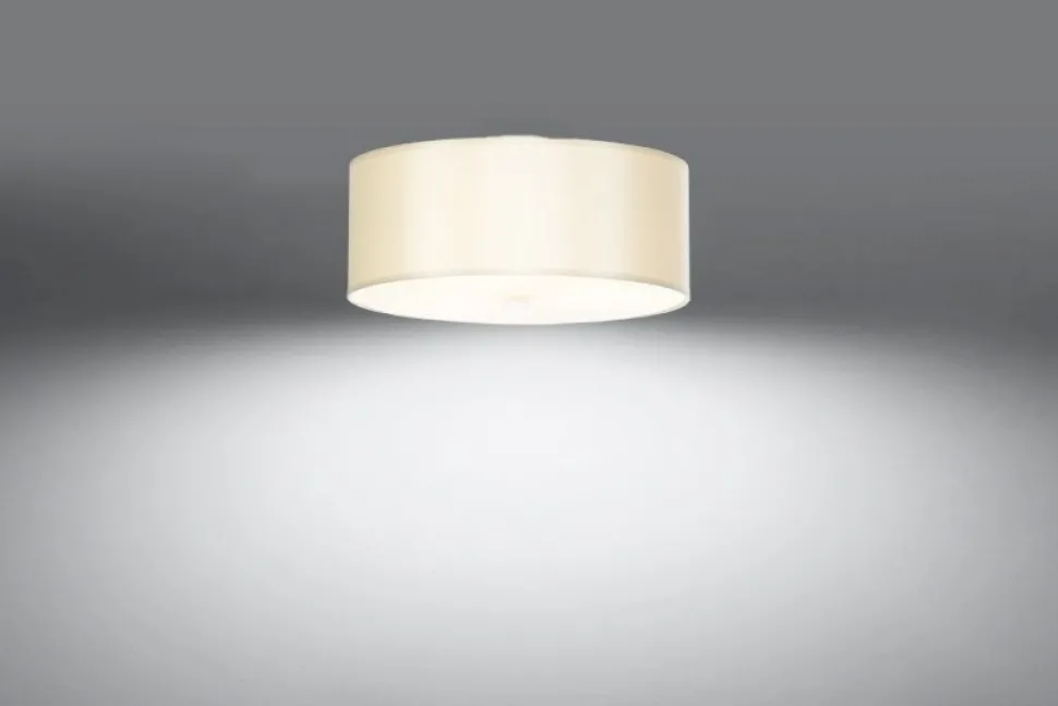 Deckenlampe Weiß Stoff Glas Ø 30 cm rund blendarm 3x E27