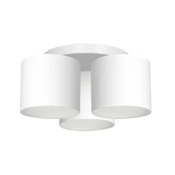 Deckenlampe Weiß Stoff Metall E27 rund Ø45 cm blendarm