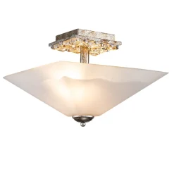 Deckenleichte Glas Metall B: 36,8 cm 2x E27 Silber antik Weiß