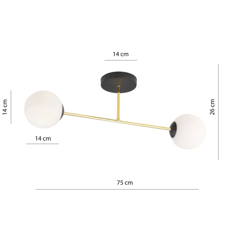 Deckenleuchte ALOISIO in Schwarz Weiß Gold 55 cm lang