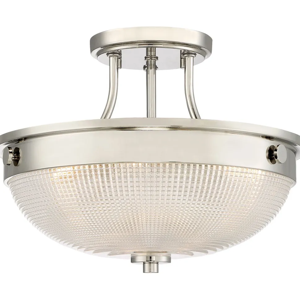 Deckenleuchte ALVER Ø32cm Nickel 2xE27 Ø33cm Lampe