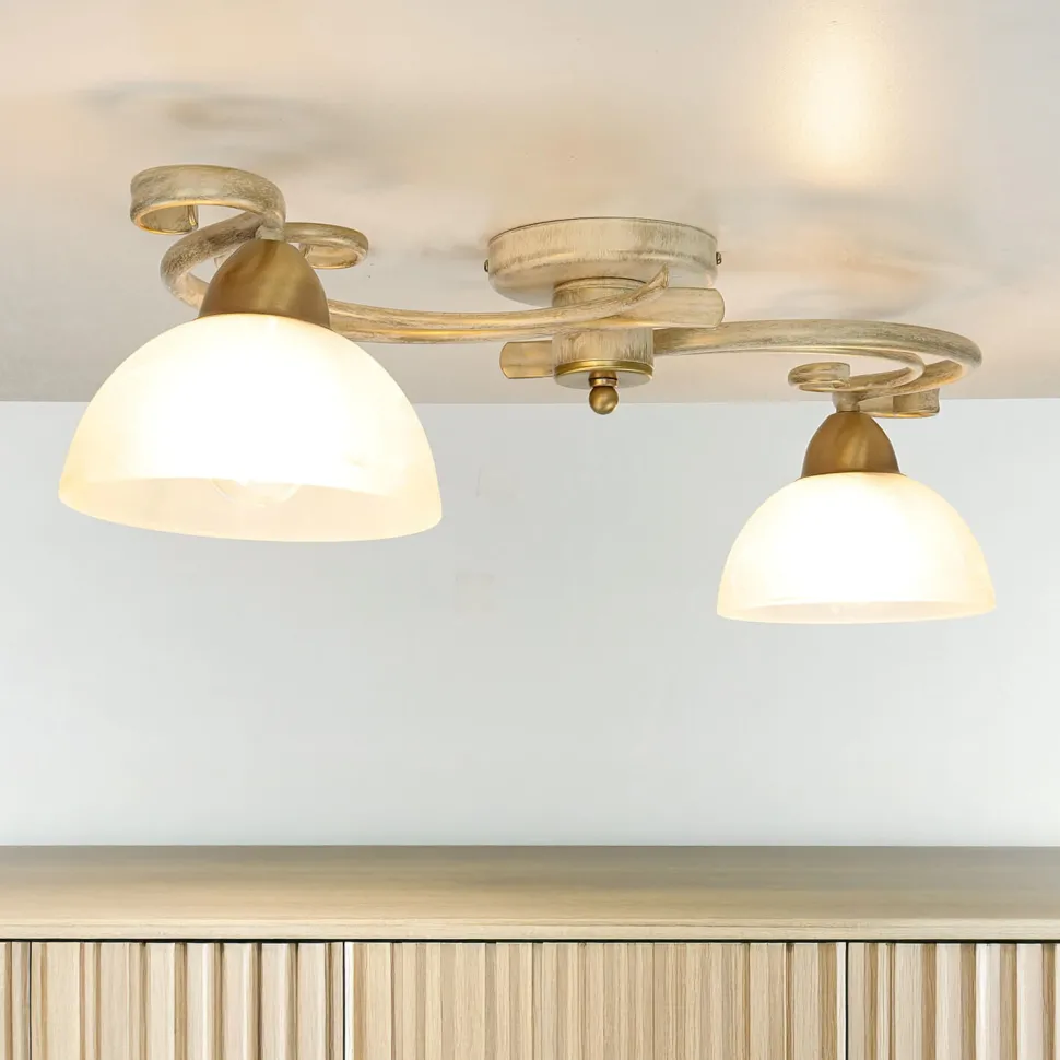 Deckenleuchte AURORA WHITE in Shabby Weiß 2-flmg