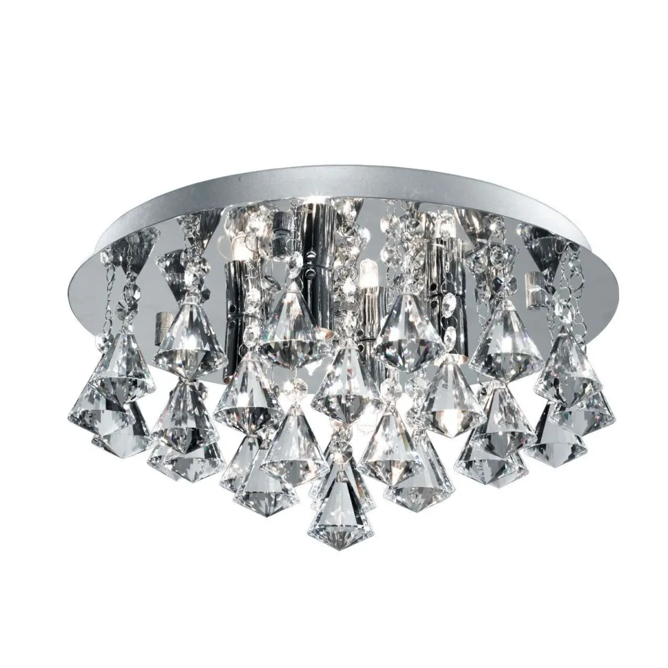 Deckenleuchte Bad IP44 Ø 38 cm rund 4x G9 Kristall Metall