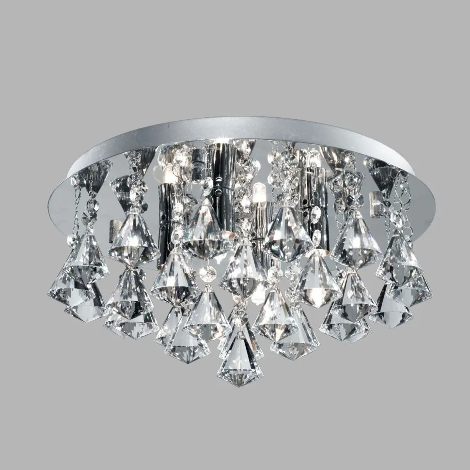 Deckenleuchte Bad IP44 Ø 38 cm rund 4x G9 Kristall Metall