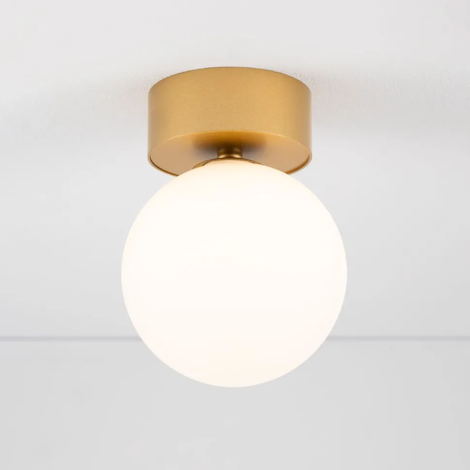 Deckenleuchte Bad Kugel Ø 12 cm G9 in Gold matt Weiß rund