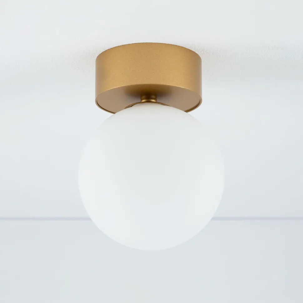 Deckenleuchte Bad Kugel Ø 12 cm G9 in Gold matt Weiß rund