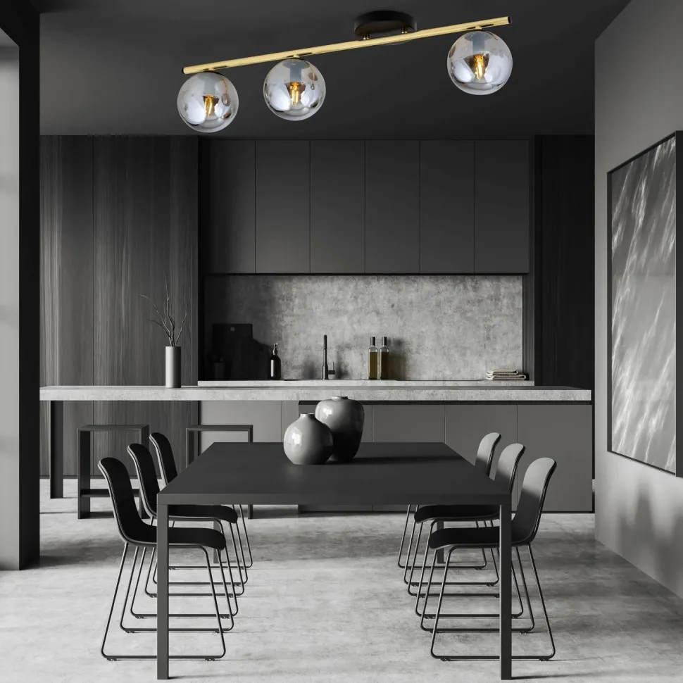 Deckenleuchte BEPPE Schwarz Graphit Gold E14