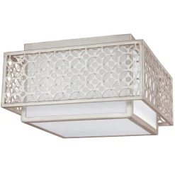 Deckenleuchte BIRO Weiß Silber Leinen Design Lampe