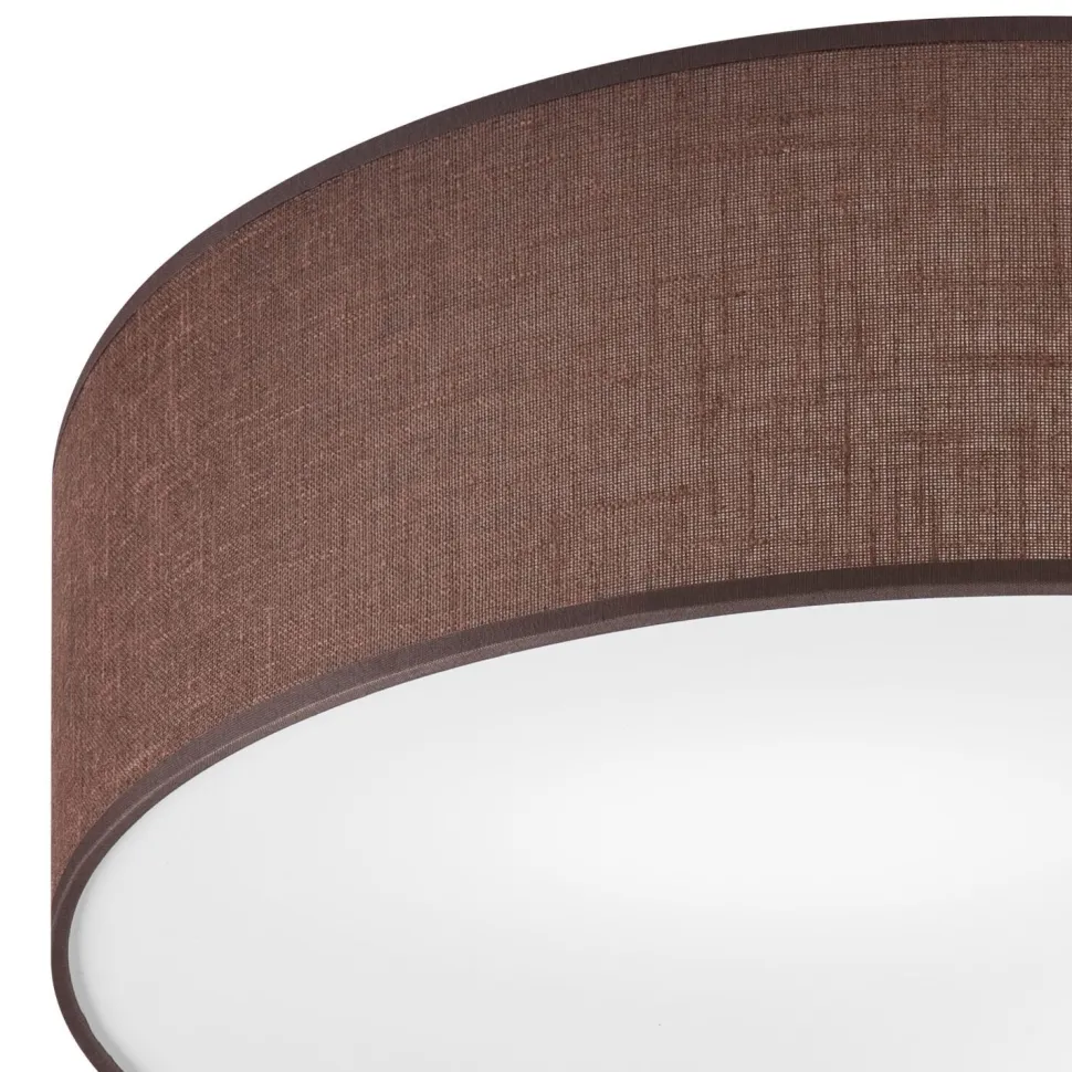 Deckenleuchte Braun Ø 45 cm rund Stoff blendarm für 2x E27