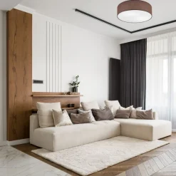 Deckenleuchte Braun Ø 45 cm rund Stoff blendarm für 2x E27