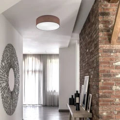 Deckenleuchte Braun Ø 45 cm rund Stoff blendarm für 2x E27