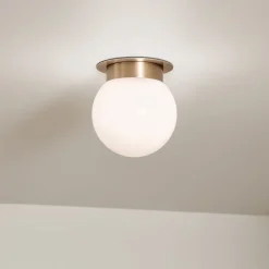 Deckenleuchte E27 Ø 20,3 cm Metall Glas in Bronze Weiß