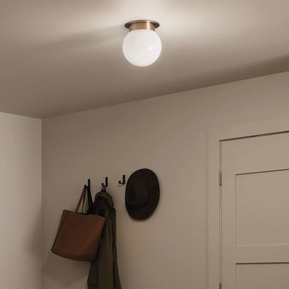 Deckenleuchte E27 Ø 20,3 cm Metall Glas in Bronze Weiß