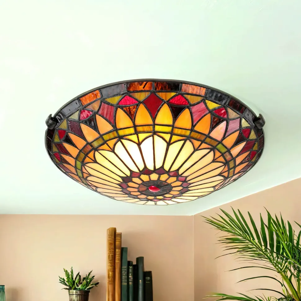 Deckenleuchte FARFALLA 10 Buntglas Tiffany Lampe