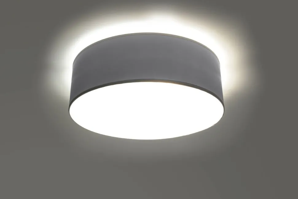 Deckenleuchte flach rund Ø 25 cm Grau E27 blendarm