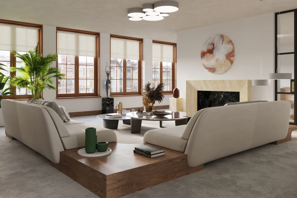 Deckenleuchte flach rund Ø 25 cm Grau E27 blendarm