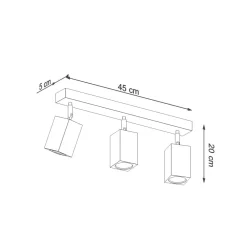 Deckenleuchte 3-flammig 45 cm lang Holz GU10 BASILEA