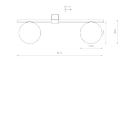 Deckenleuchte 2-flammig G9 48 cm lang Schwarz Weiß Glas Kugel